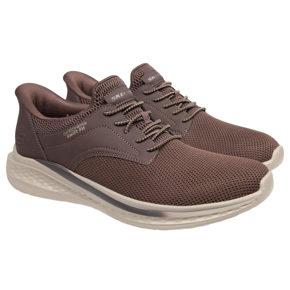 SKECHERS Hands Free Swift Fit Men's Slip on Low Top Sneaker Brown Size 11 M